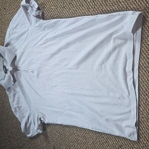 Express Patterned Gray Polo Short Sleeved Cotton Blend